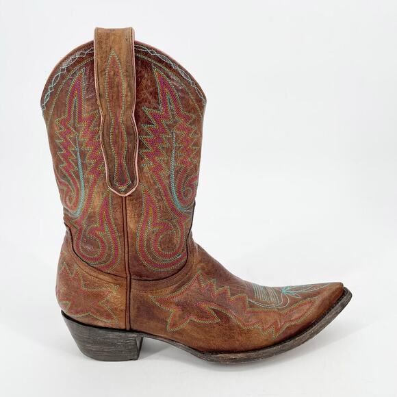 Old Gringo Brass Brown Nevada Multicolor Stitching Western Cowgirl Boot size 7.5 - Picture 2 of 10